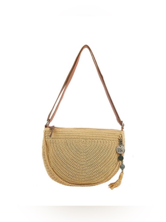 The Sak Handbags - THE Sak Ryder Crochet Crescent Crossbody Bag Hobo Hand-Crocheted Bamboo Tan
